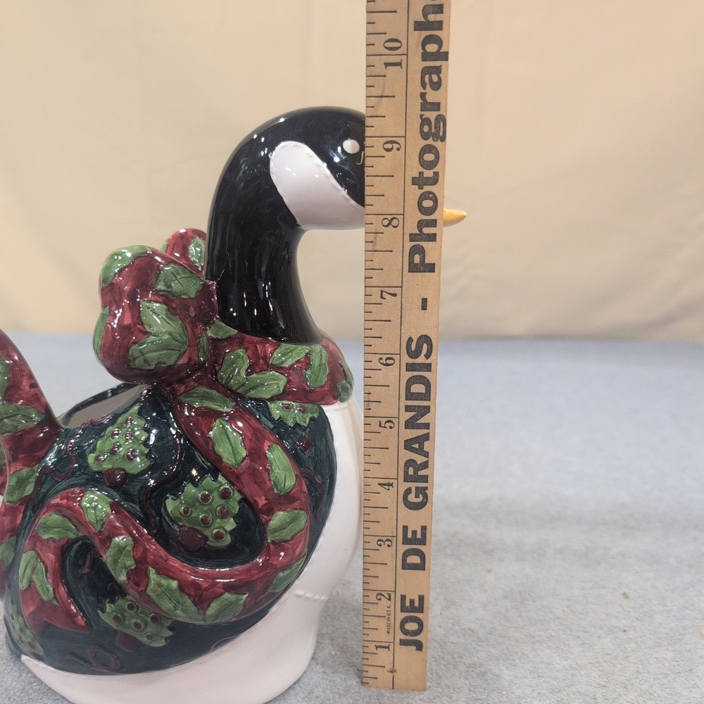 Wilton Court China Christmas Goose Creamer Holly Ribbon Ceramic Pitcher - Picture 6 of 7